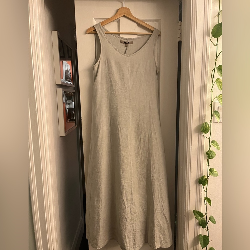 Grey FLAX linen dress with pockets